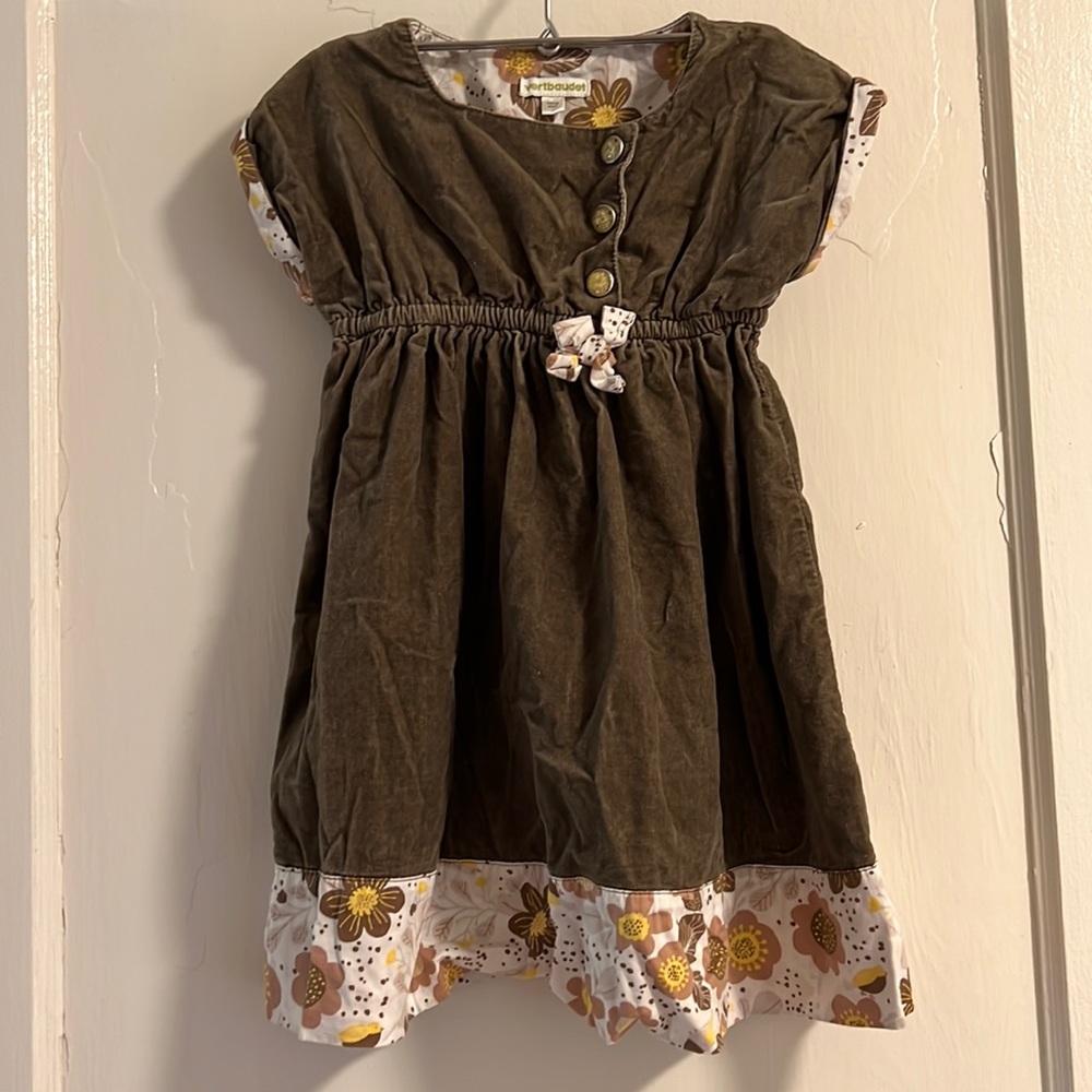 Vertbaudet Taupe Velvet Dress 4